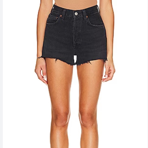 FREE PEOPLE WE THE FREE CRVY WOMENS BLACK DISTRESSED CUTOFF HIGH RISE SHORTS 28 - Picture 1 of 6
